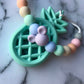 Silicone Bead Pacifier Clip & Pineapple Teether - Rainbow Mickey