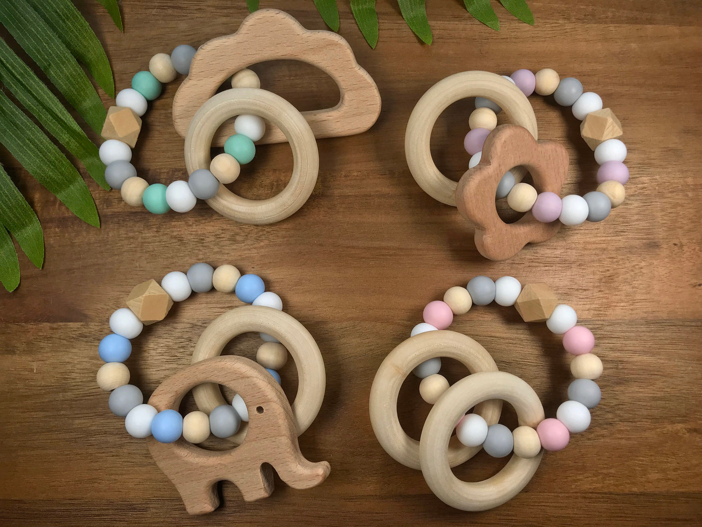 Silicone & Wood Bead Rattles - Personalized Color