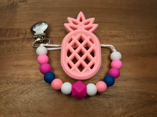 Silicone Bead Pacifier Clip & Pineapple Teether