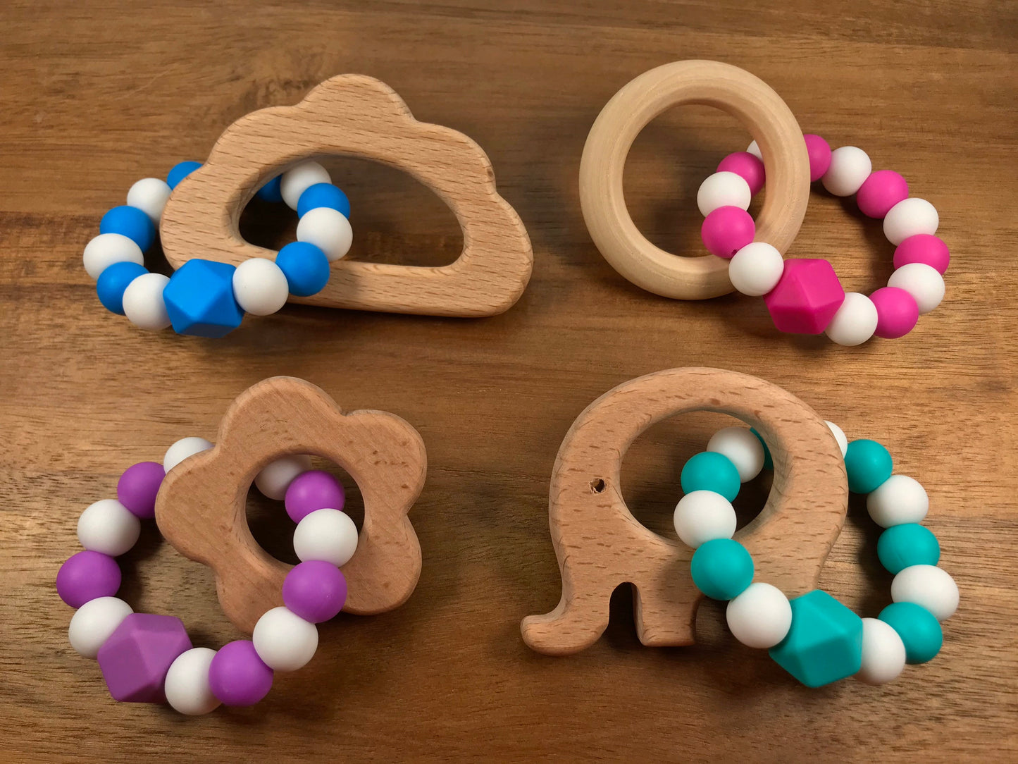 Personalized Silicone & Wood Teething Ring