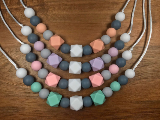 Silicone Teething Necklaces - Pastel Colors