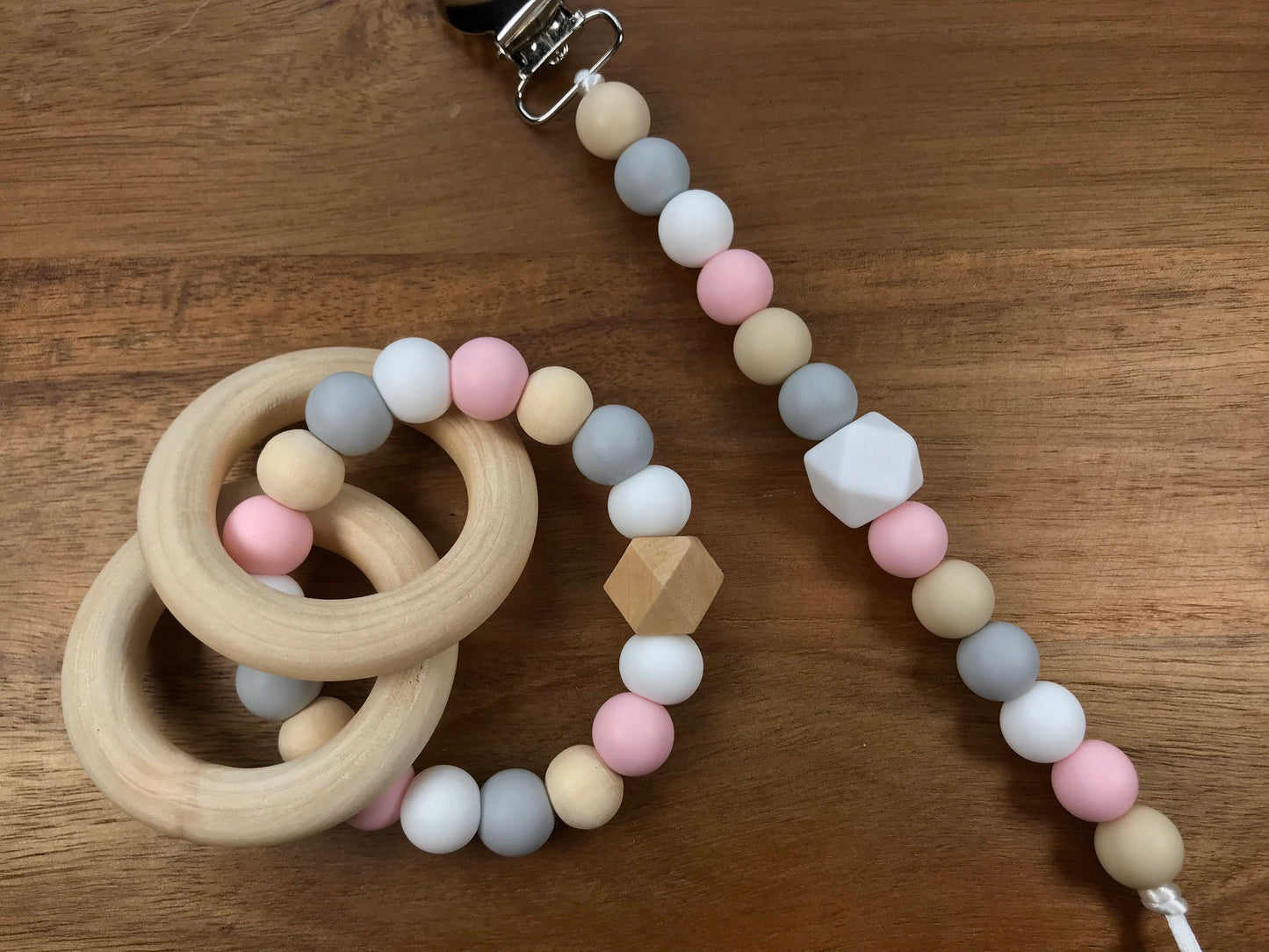 Silicone Bead Pacifier Clip & Rattle