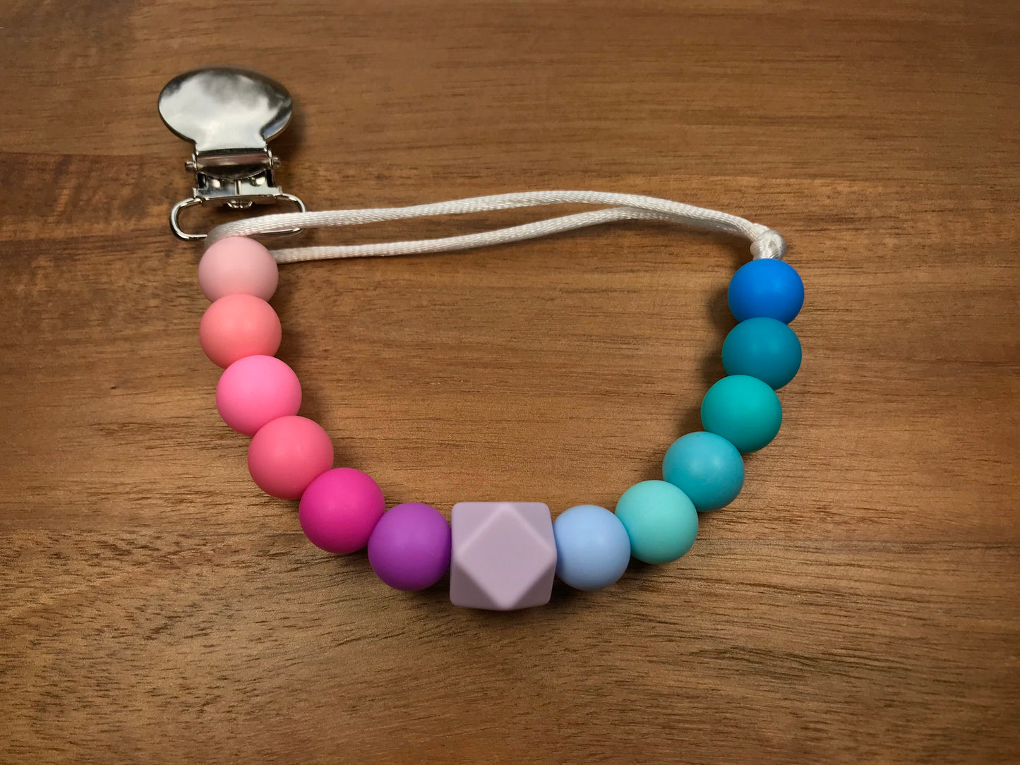 Silicone Pacifier Clip & Teething Necklace - Ombré Bright