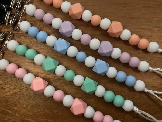 Silicone Pacifier Clips - Pastel Colors
