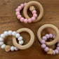 Silicone & Wood Teething Rings - Pastel Colors