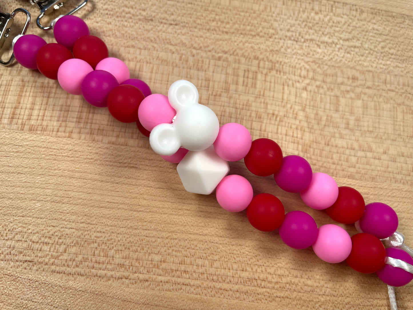 Silicone Beaded Pacifier Clip - Valentines