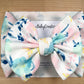Oversized Baby Girl Bow Headwrap - Pink and Blue Pastel Floral
