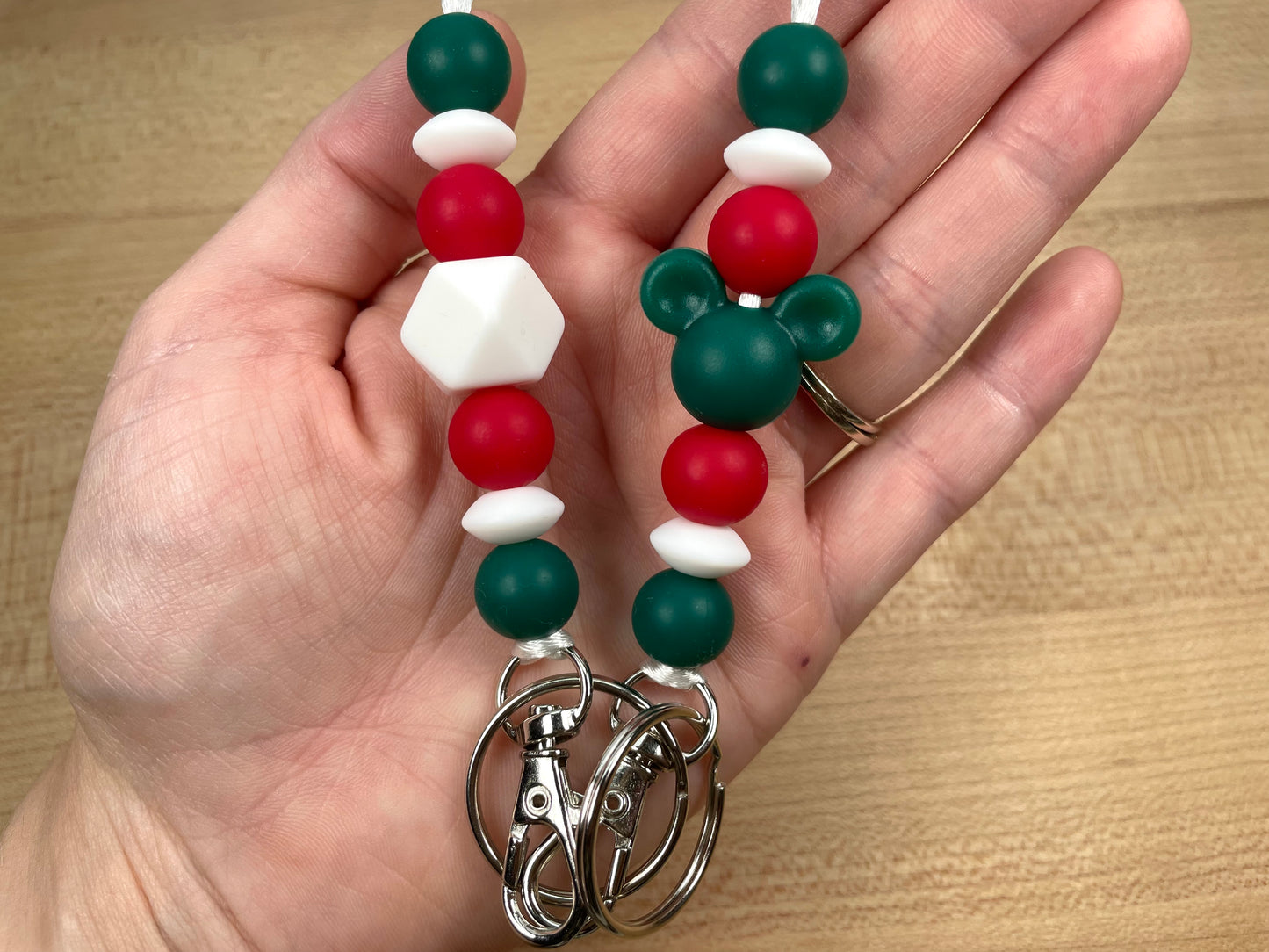 Silicone Bead Keychains & Lanyards - Christmas Colors