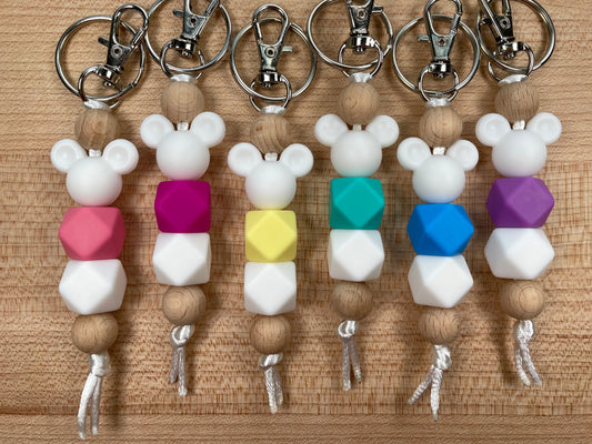 Silicone Bead Keychain - Bright Colors
