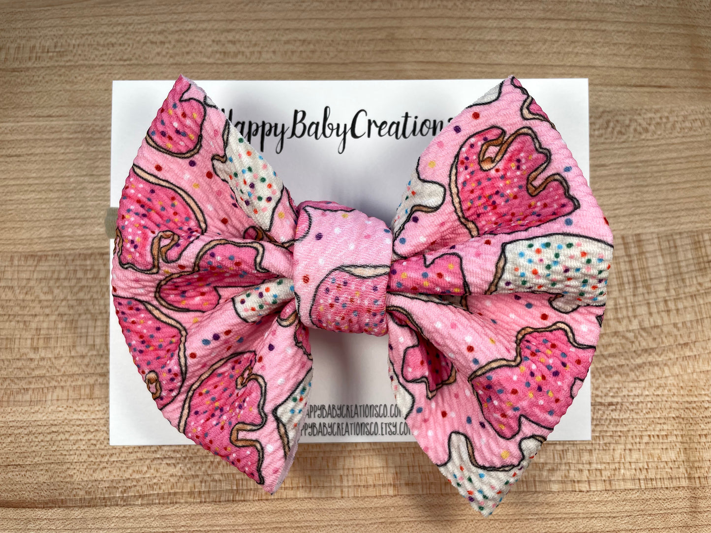 Bullet Fabric Baby Bow Nylon Headbands - Pink Animal Crackers