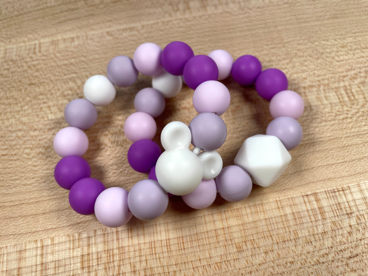 Silicone Bead Teething Bracelet - Purple Bracelets