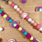 Rainbow Baby Silicone Bead Pacifier Clip