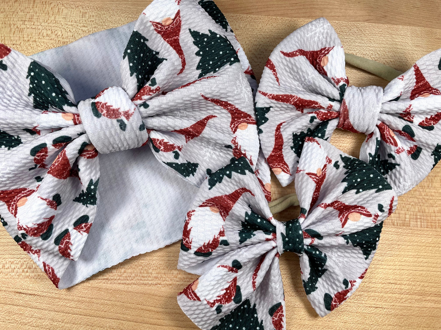 Baby Bow Headbands - Christmas Gnome